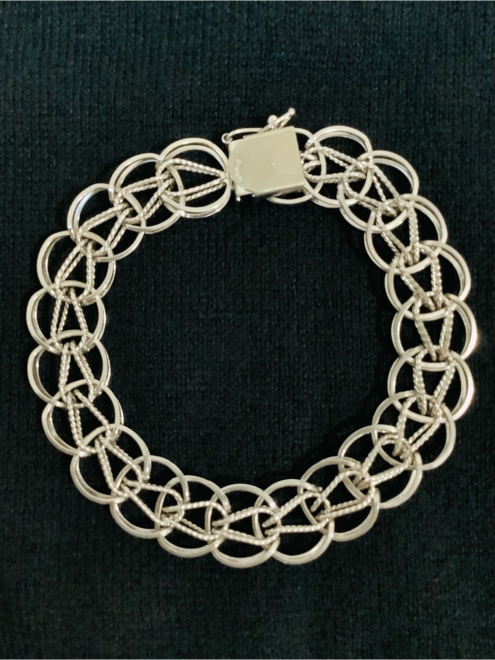 Vintage Sterling Silver Multi-Loop Airflex Charm Bracelet Marked STG Dynasty